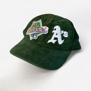 Vintage A’s 1988 World Series green corduroy baseball SnapBack hat